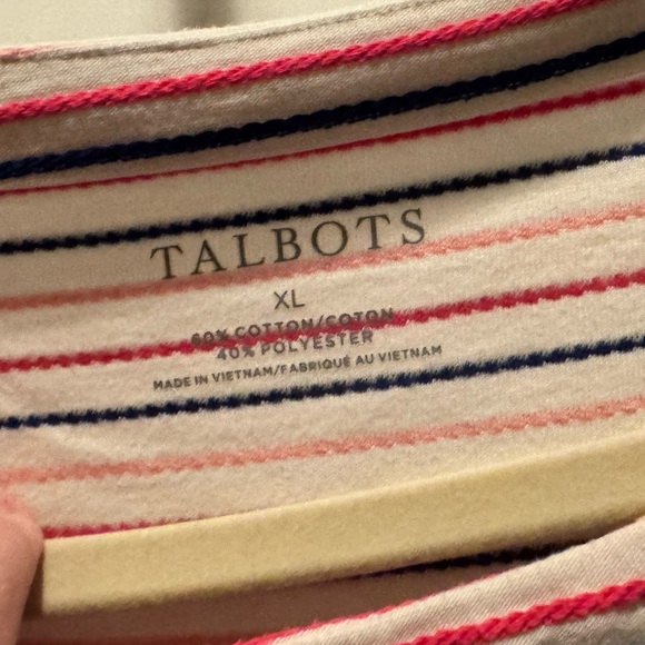 Talbots Striped Pink & White Women’s Boatneck Top - Picture 4 of 4